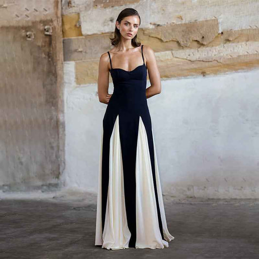 Women's Color Contrast Sling Dress - Trendy Summer Fashion - Sultani Trade Company