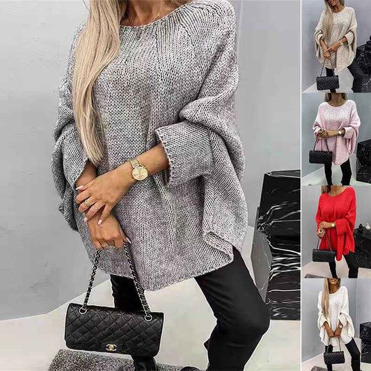 Winter Loose Batwing Sleeve Pullover Sweater Fashion Oversized Knitted Shawl Sweater Tops For Women Clothing - Sultani Trade Company