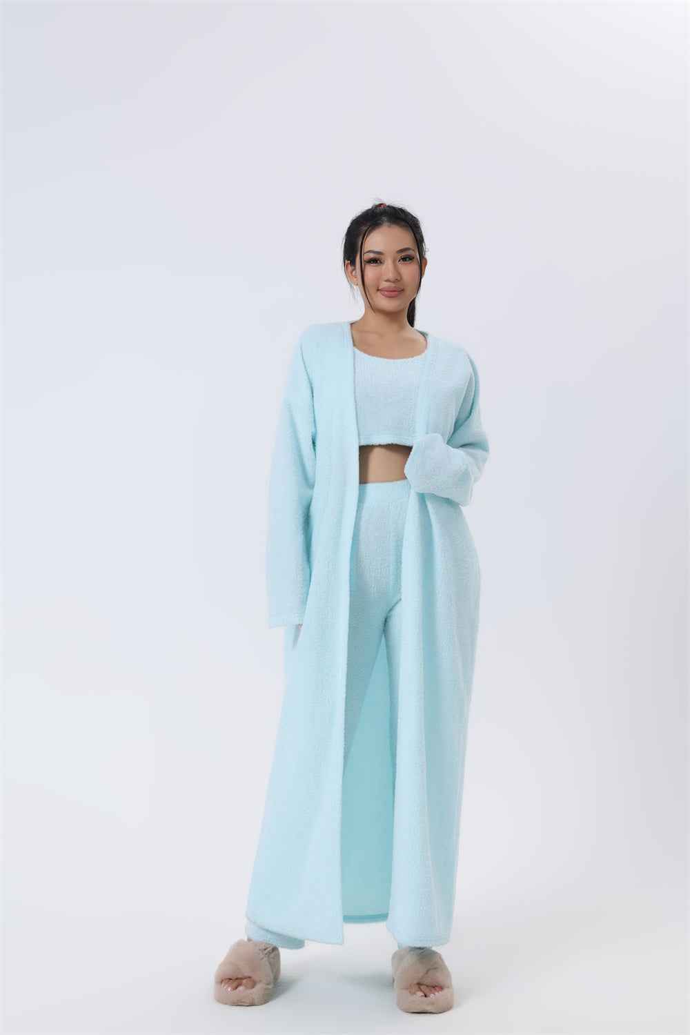 Cozy Pajama Set, 3 Piece Lounge Set, Cute Loungewear, Warm Suit Sets, Matching Set, Lounge Set, 3 Piece Pant Sets, Women Winter Dress - Sultani Trade Company