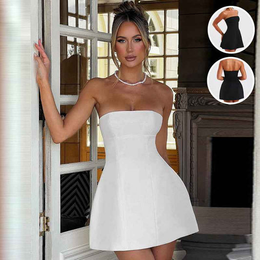 Fashion Summer Backless Tube Dress for Women - Slim Solid Color Short Party Dress - Sultani Trade Company