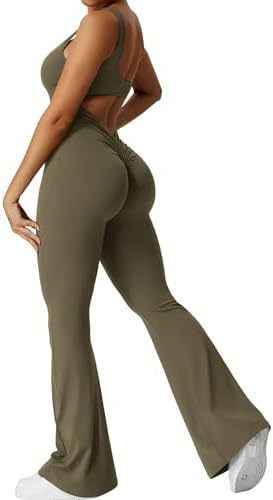Women Sleeveless Flare Jumpsuits Fitness Yoga Long Pants - Sultani Trade Company