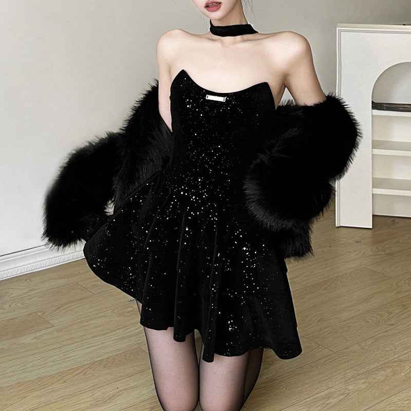 European And American Style Fashion Sexy Tube Top Girdle Short Dress