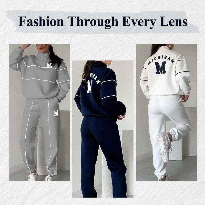 Womens 2 Piece Outfits Lounge Hoodless Pullover Sweatshirt Sweatsuit Sets Sweatshirt Baggy Fashion Sweatpants With Pockets - Sultani Trade Company