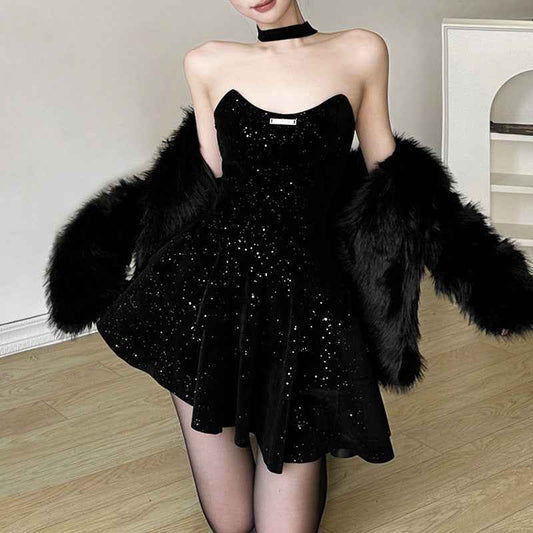 European and American Style Sexy Tube Top Short Dress Girdle for Effortless Elegance - Sultani Trade Company