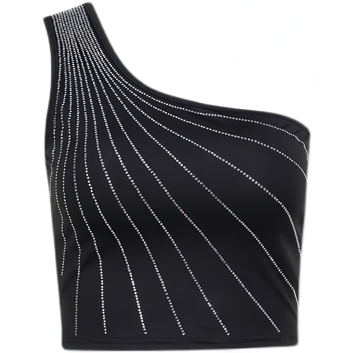 Rhinestone Party Crop Top, Crossbody Vest – Sexy Slim Fit Sleeveless Top, Sparkle Milk Silk Crop for Women - Sultani Trade Company