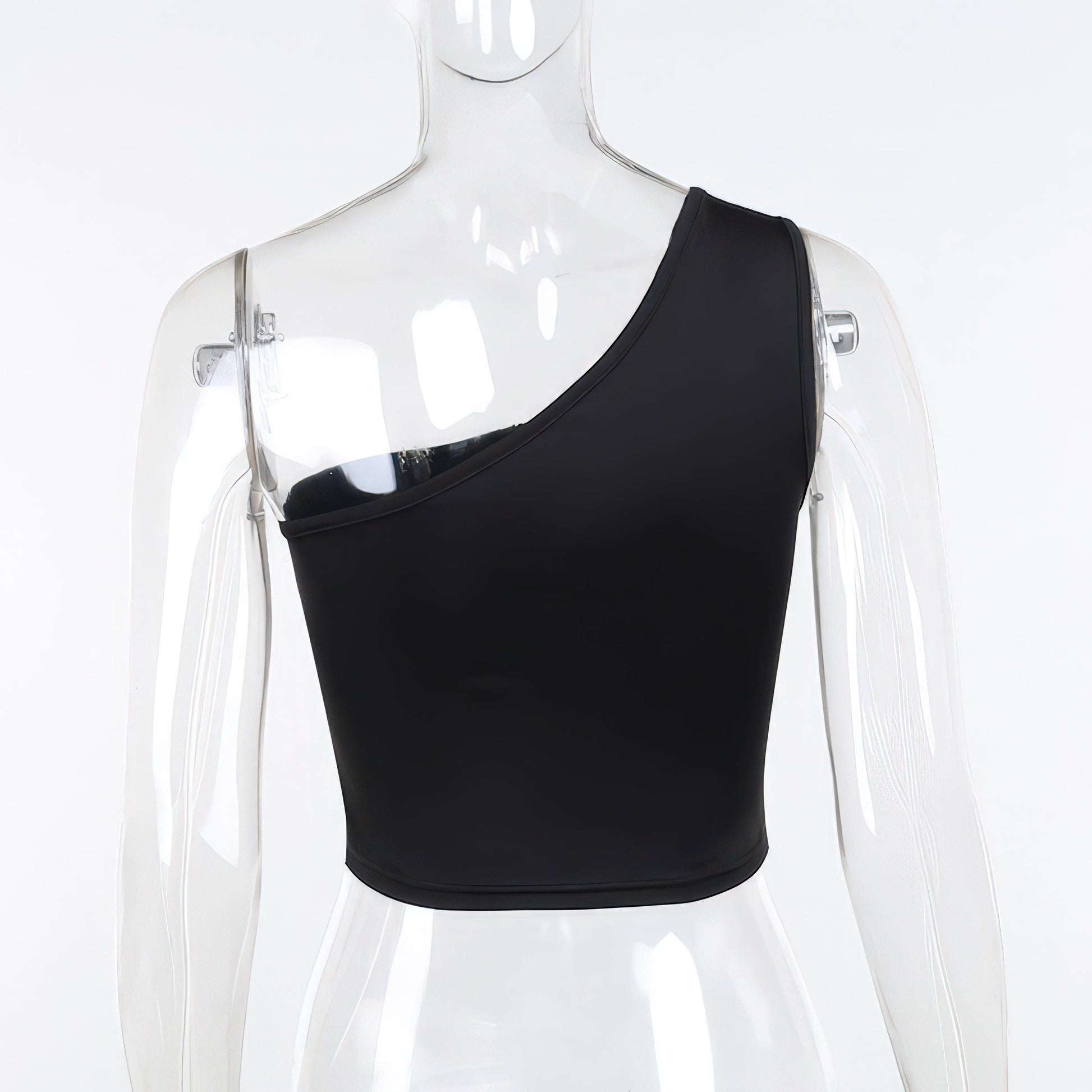 Rhinestone Party Crop Top, Crossbody Vest – Sexy Slim Fit Sleeveless Top, Sparkle Milk Silk Crop for Women - Sultani Trade Company