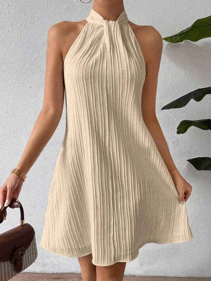 Women's Hanging Neck Pleated Drape Cross Dress