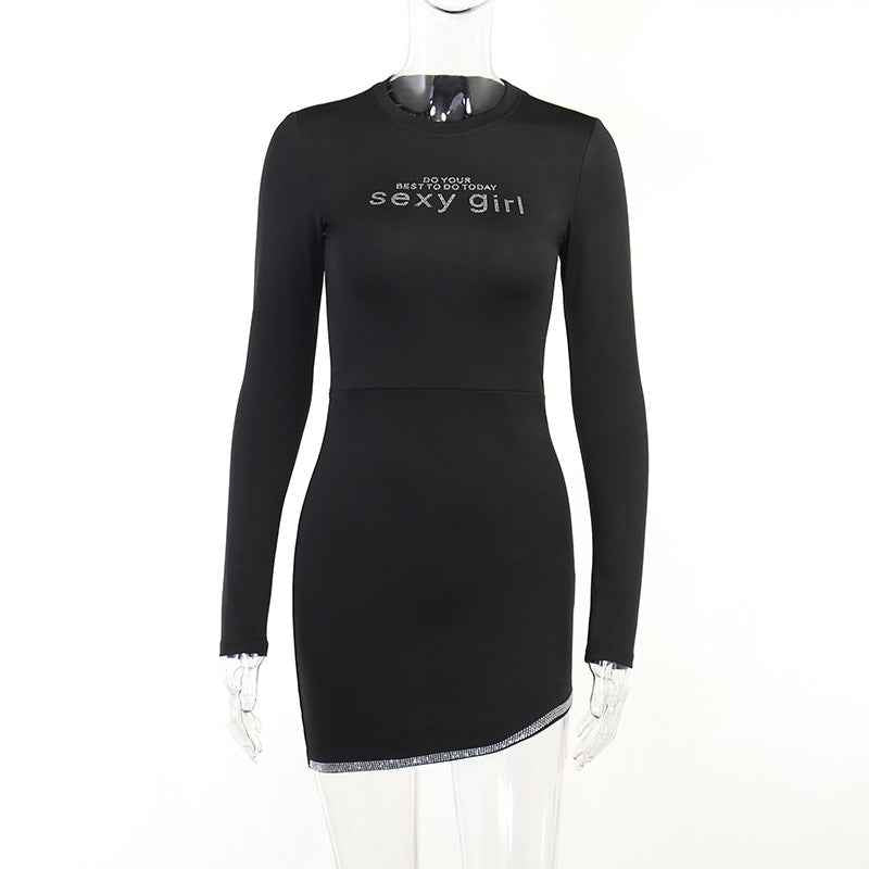 Personalized Rhinestone Slim-fit Sheath Dress