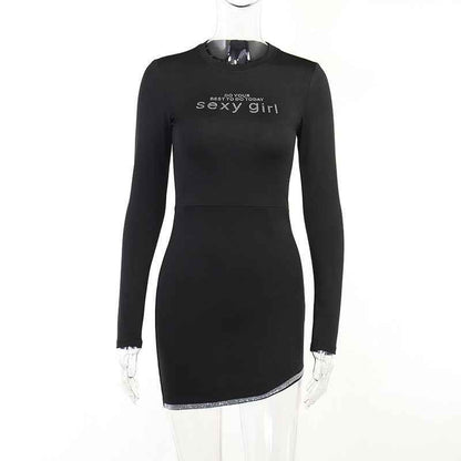 Personalized Rhinestone Slim-fit Sheath Dress