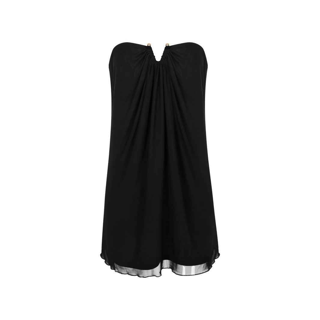 Sweet And Spicy Style Mesh Tube Top Backless Small V-neck Dress