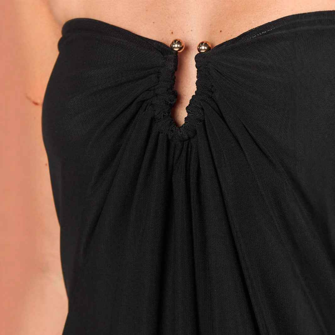 Sweet And Spicy Style Mesh Tube Top Backless Small V-neck Dress