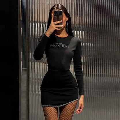 Personalized Rhinestone Slim-fit Sheath Dress