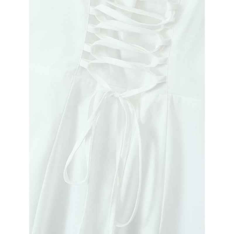 Women's High Waist A- Line Dress With Suspenders Dress