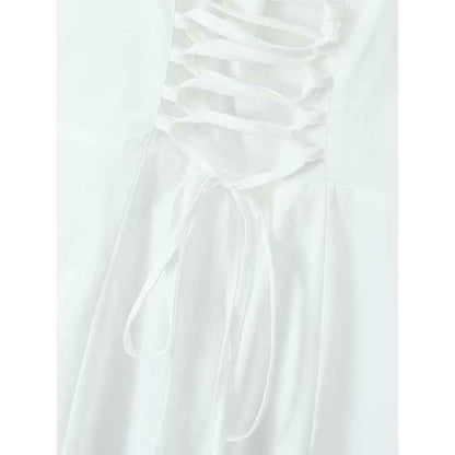 Women's High Waist A- Line Dress With Suspenders Dress