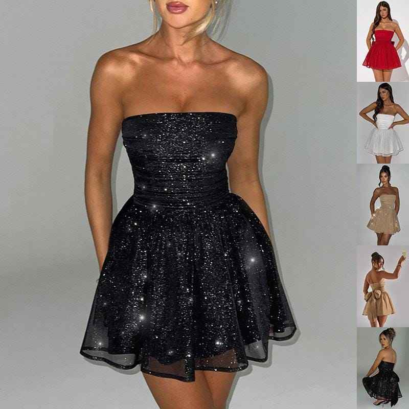 Modest Off-Shoulder Dress with Delicate Lace - Perfect for Weddings, Parties and Cocktails, Mini Dress with Mesh and Bow Back