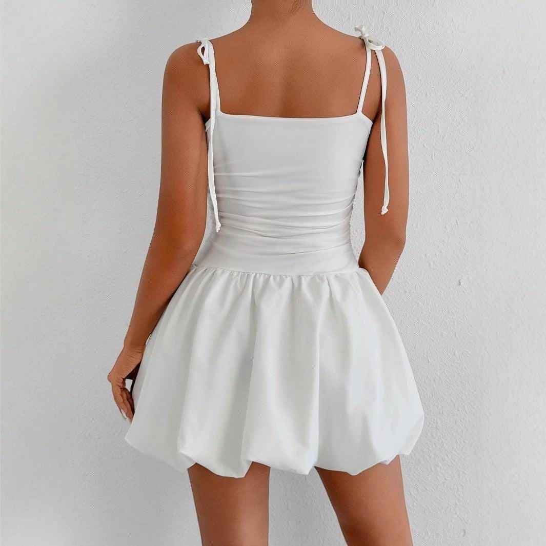 Stylish White Strap Tube Top Dress - Sexy Slim Fit Bud Skirt - Fresh European American Style