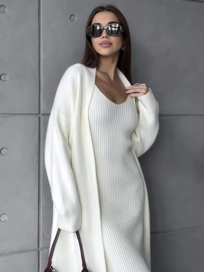 Knit Dress & Cardigan Set – Two Piece Sleeveless Bodycon Outfit, Casual Elegant Women’s Clothing - Sultani Trade Company