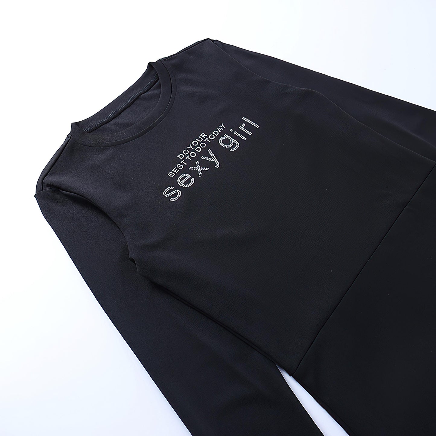 Sexy Knit Mini Dress – High Waist, Long Sleeve, Sparkle Detail, Personalized Rhinestone Slim-fit Sheath Dress - Sultani Trade Company