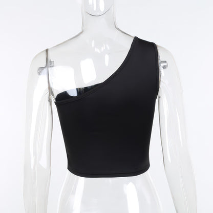 Rhinestone Party Crop Top, Crossbody Vest – Sexy Slim Fit Sleeveless Top, Sparkle Milk Silk Crop for Women - Sultani Trade Company