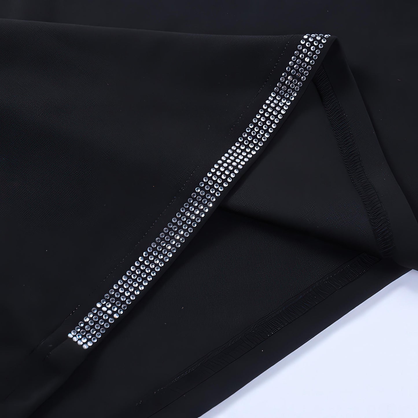 Sexy Knit Mini Dress – High Waist, Long Sleeve, Sparkle Detail, Personalized Rhinestone Slim-fit Sheath Dress - Sultani Trade Company